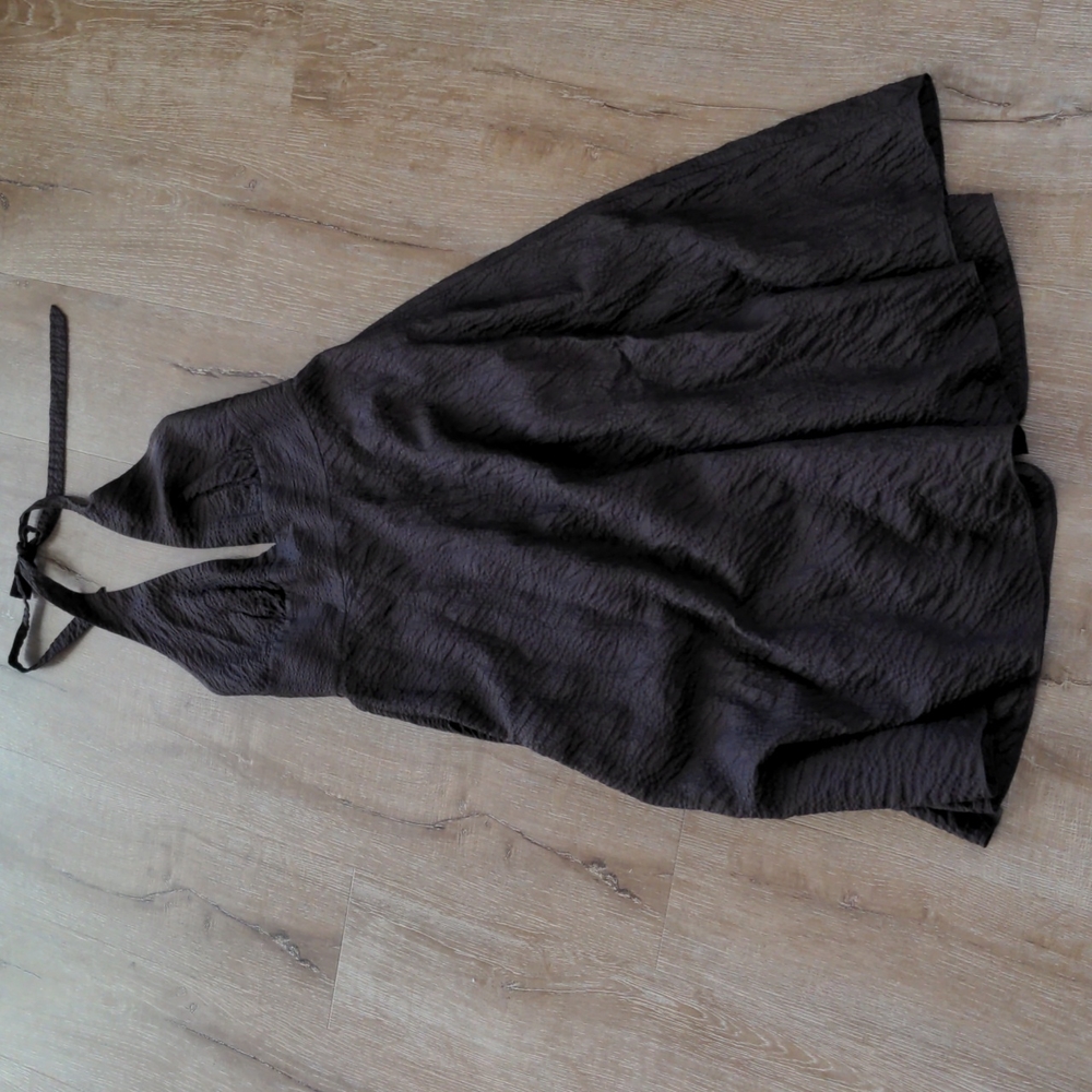 CREW Brown Cotton Crinkle Halter Dress